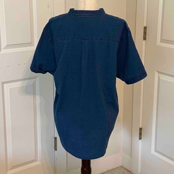 Madewell Denim Swiss Dot Short Sleeve Button Down Top Size L - Picture 4 of 6